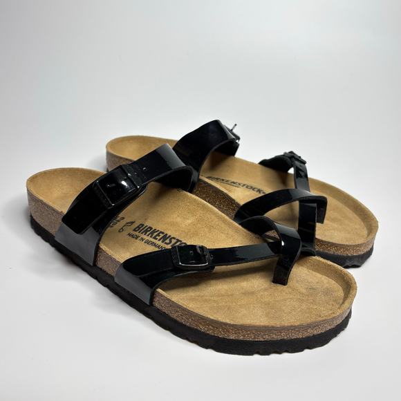 Birkenstock Mayari Toe-Loop Comfort Sandal in Black Patent - Picture 2 of 9